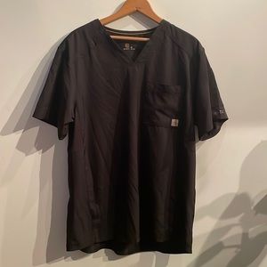 Black Carhartt Scrub‎ Top. Single Pocket, Size Medium